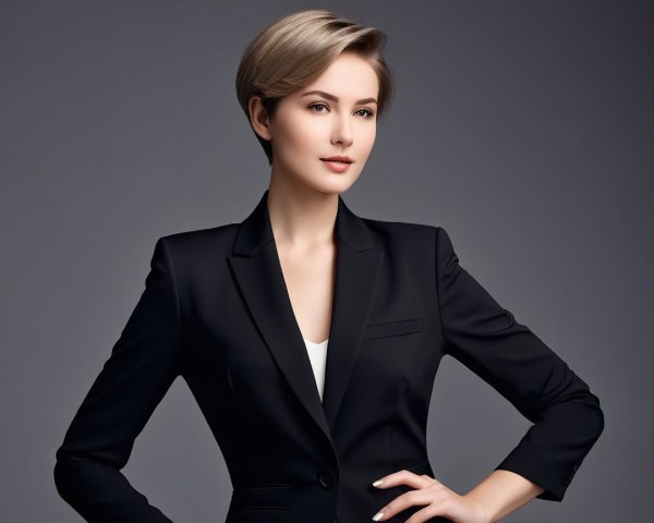 Confident Young Woman in Black Blazer Portrait