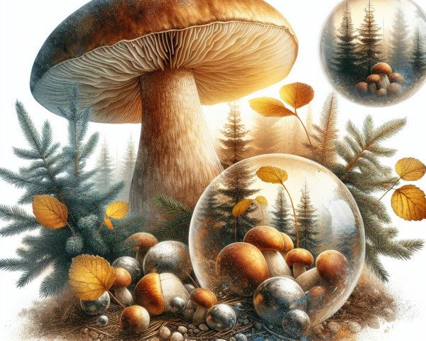 Large Mushroom Artwork with Miniature Forest Scenes