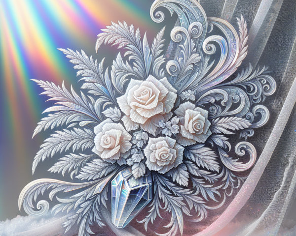 Intricate Carved Roses on Shimmering Background