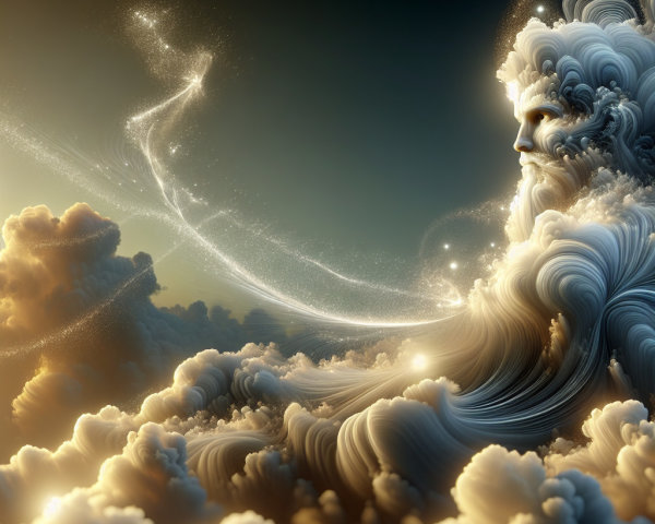 Majestic Cloud Figure in Dreamlike Sky Scene