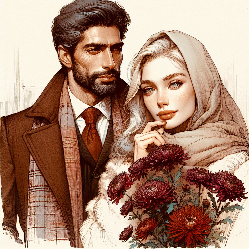 Stylish Couple in Warm Illustrated Romantic Scene