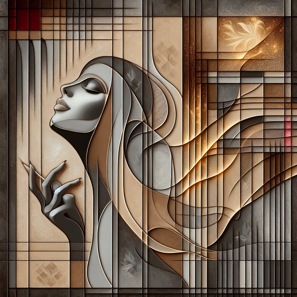 Stylized Portrait of a Woman with Geometric Patterns