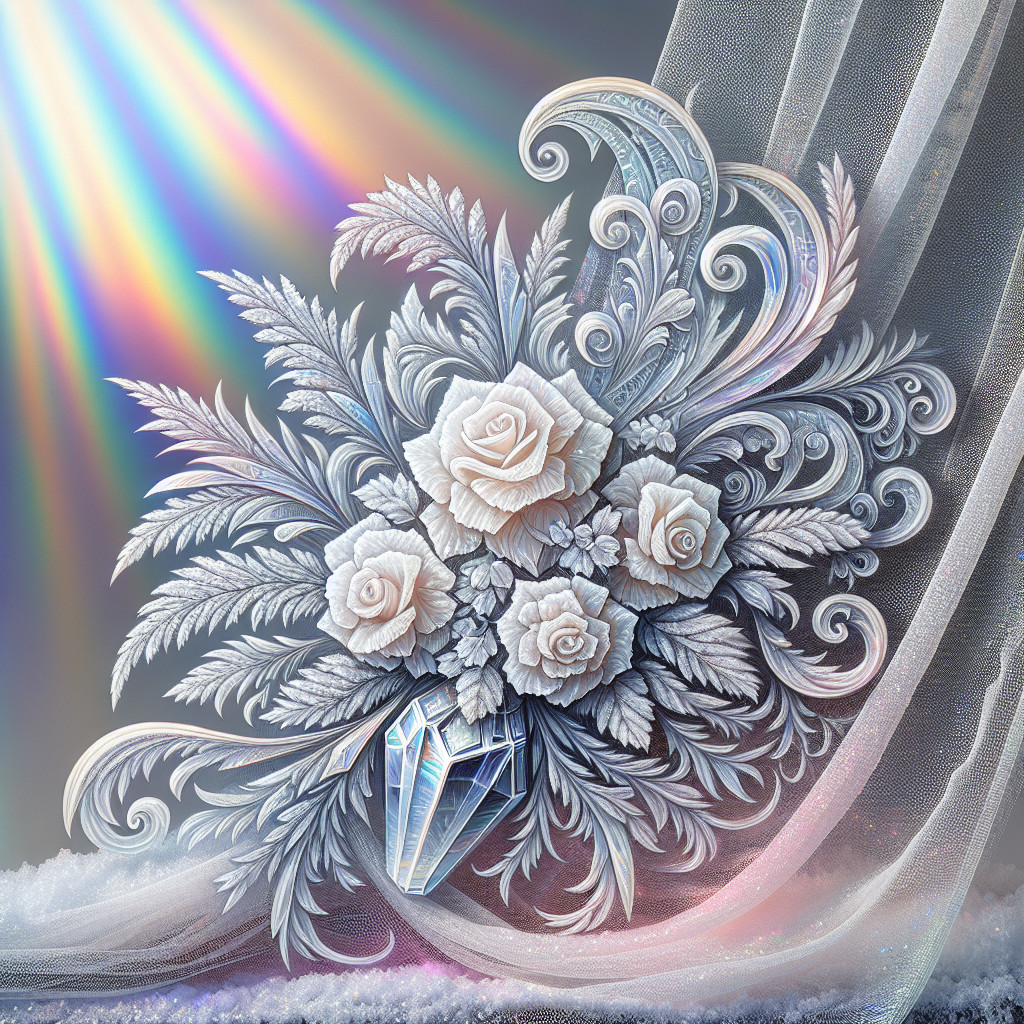 Intricate Carved Roses on Shimmering Background