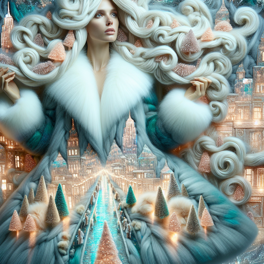 Ethereal Figure in Whimsical Winter Landscape