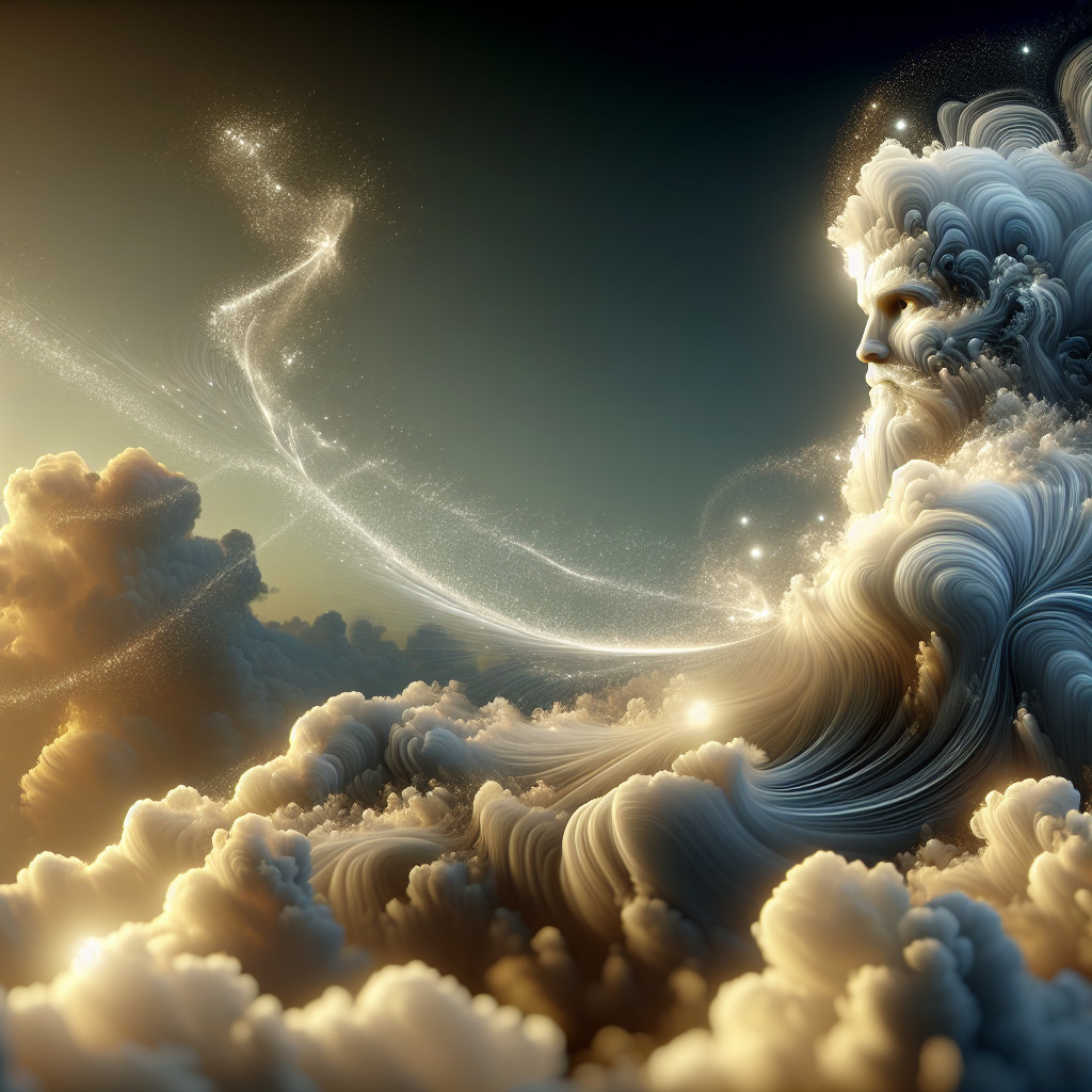 Majestic Cloud Figure in Dreamlike Sky Scene