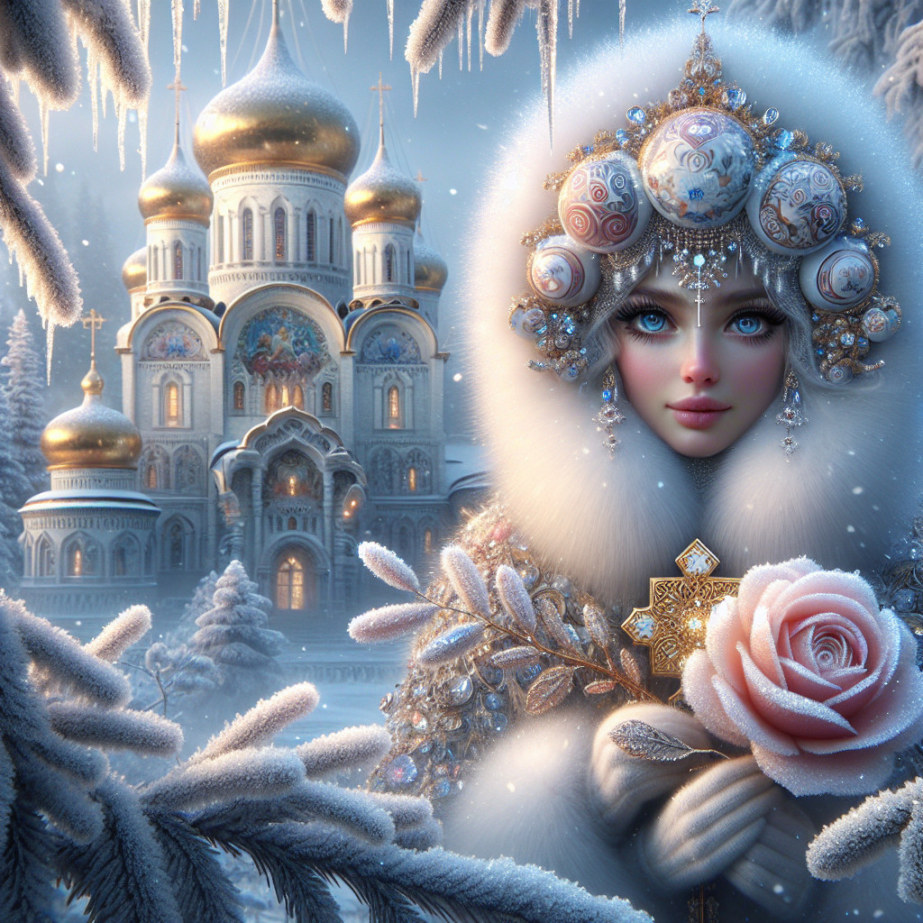 Winter Scene with Adorned Figure and Cathedral