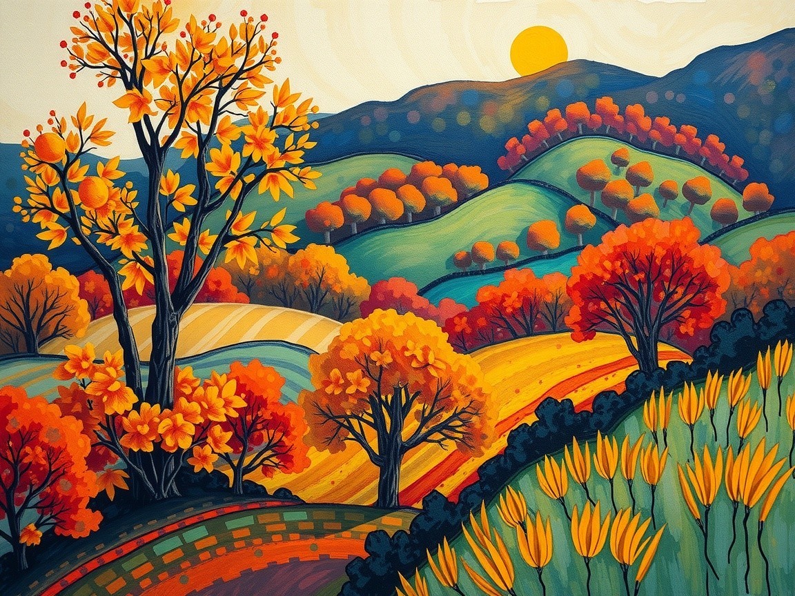 Vibrant Autumn Landscape with Colorful Foliage