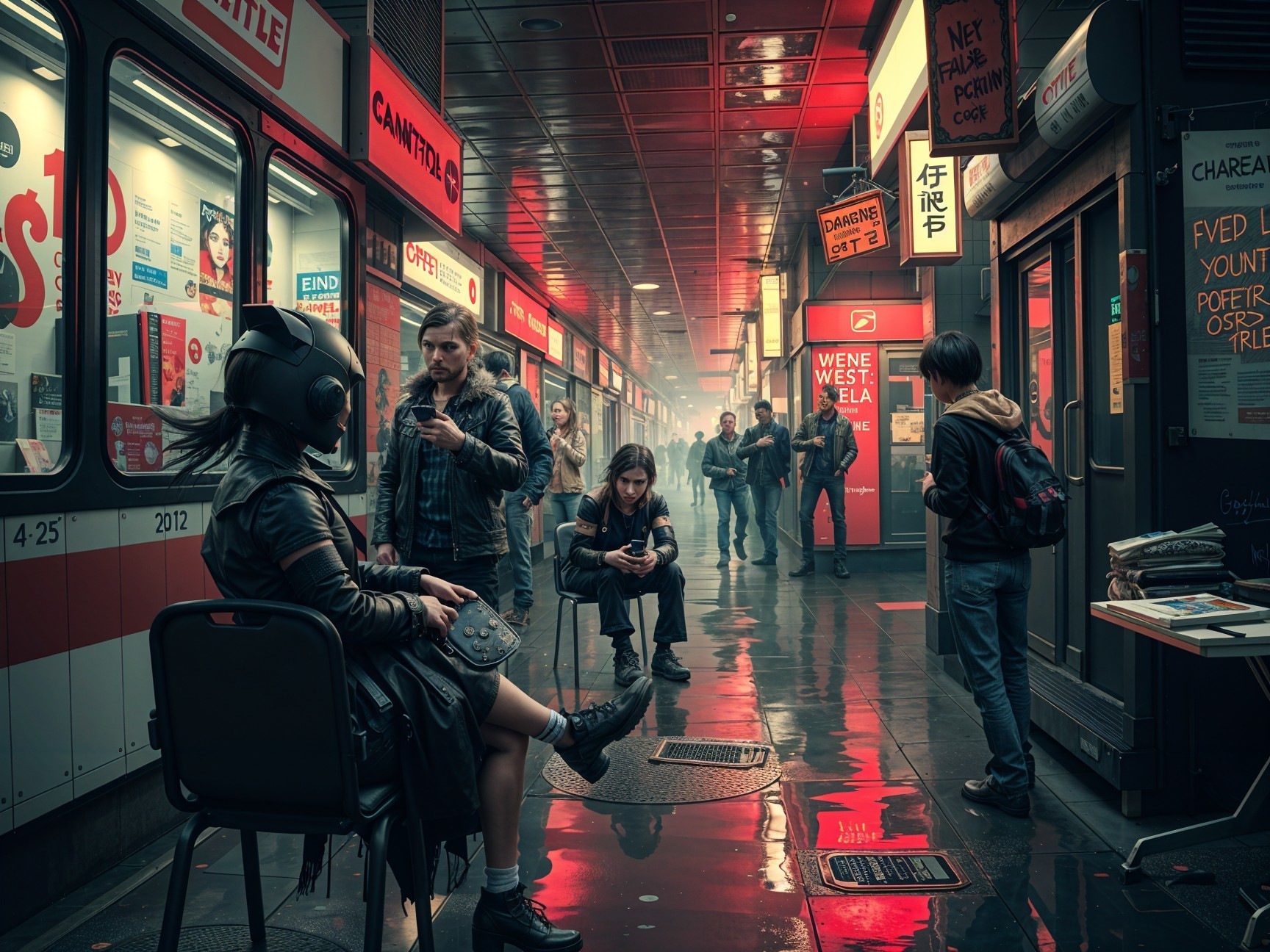 Vibrant Cyberpunk Alleyway with Futuristic Elements