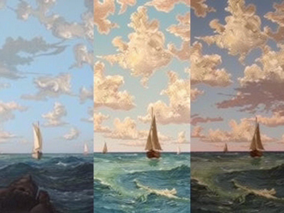 Serene Seascape with Three Atmospheric Sections