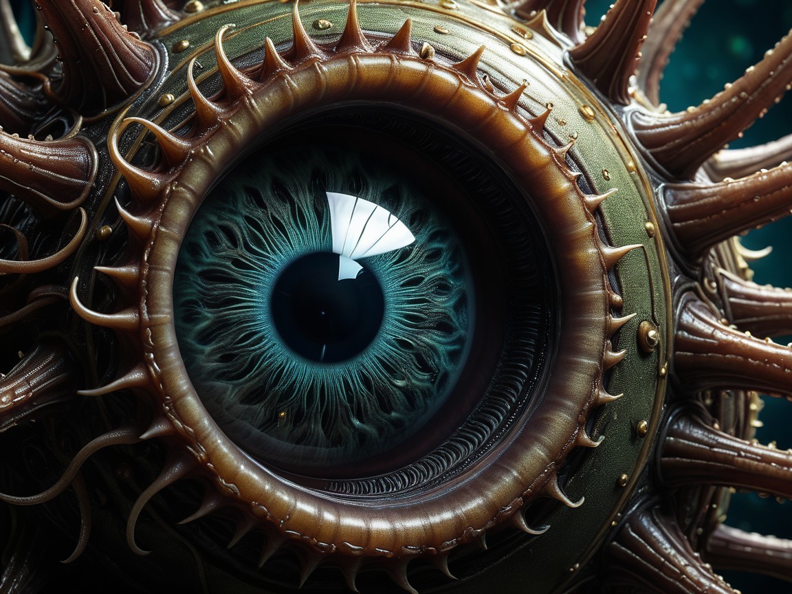Surreal Eye in Ornate Steampunk Structure Design