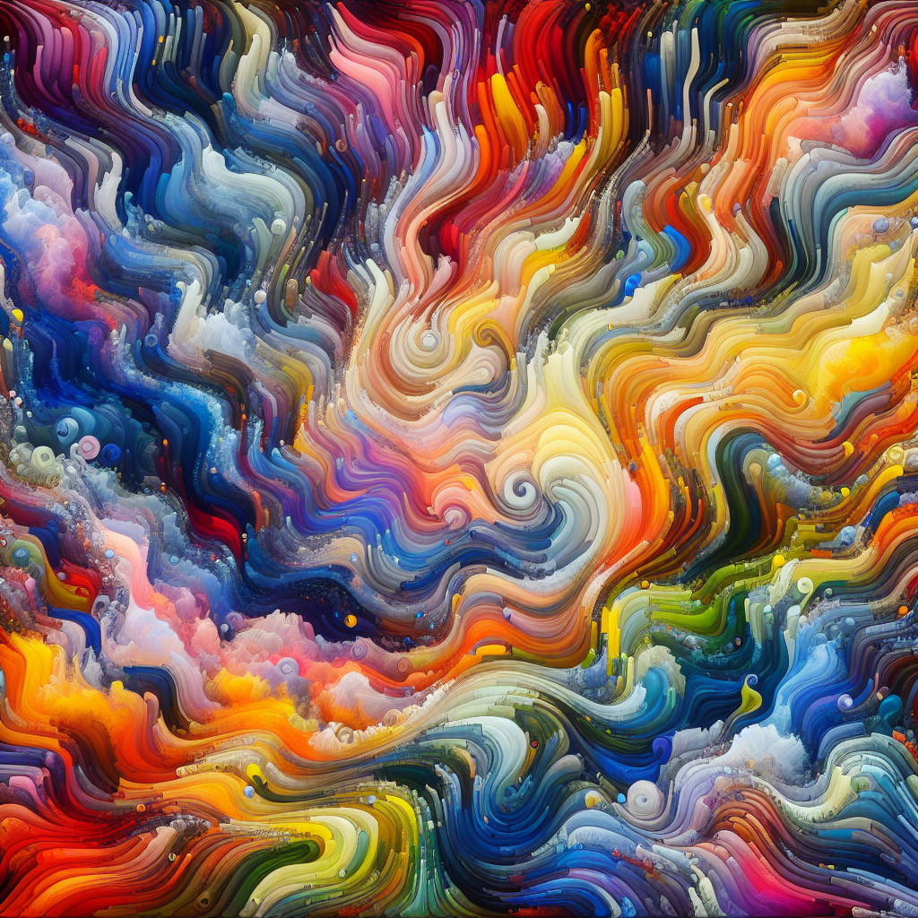 Vibrant Abstract Composition with Dynamic Color Waves