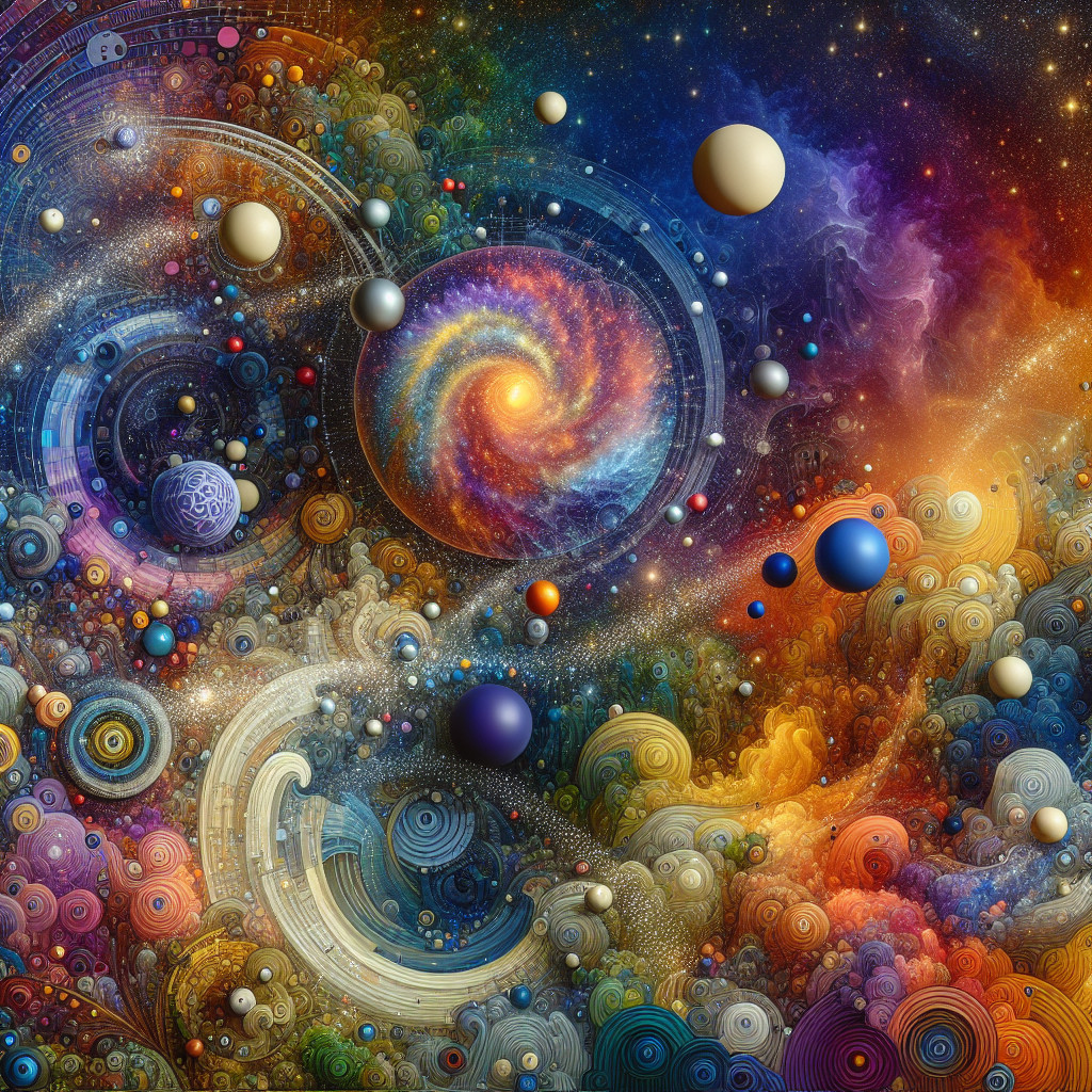 Colorful Cosmic Scene with Galaxy and Celestial Bodies