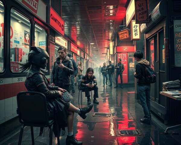 Vibrant Cyberpunk Alleyway with Futuristic Elements