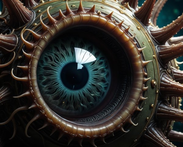 Surreal Eye in Ornate Steampunk Structure Design