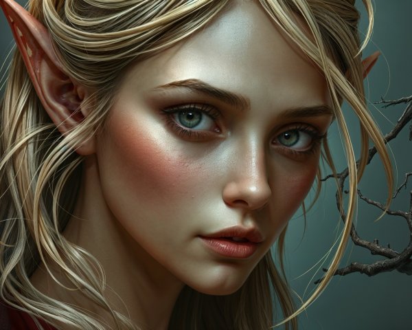 Close-up of an ethereal figure with pointed ears