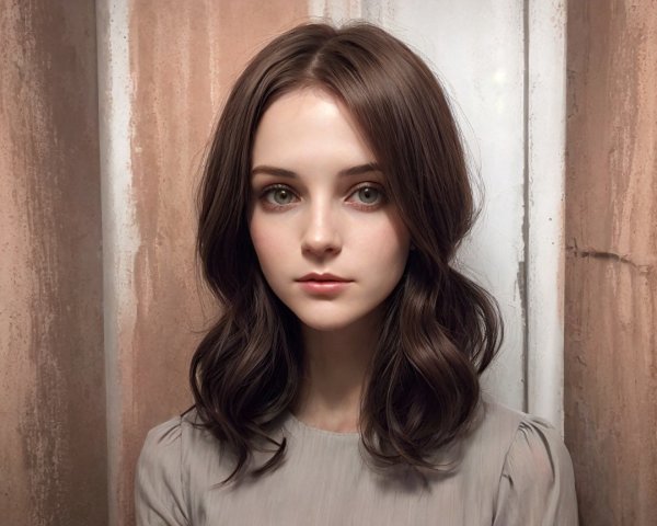 Young woman with wavy hair in serene portrait setting