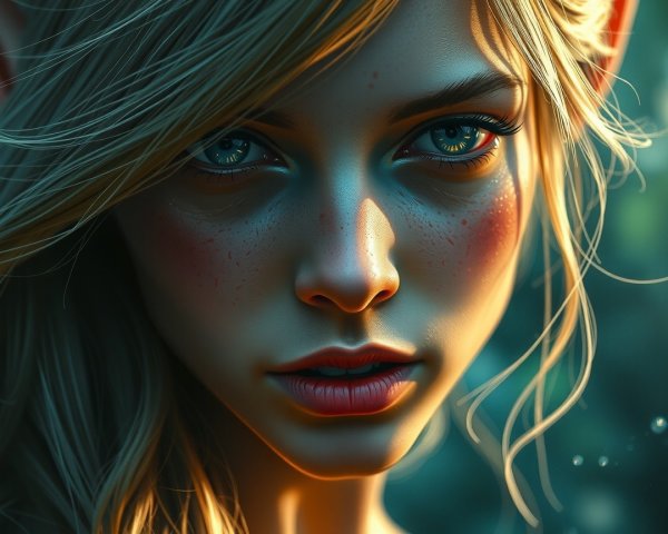 Close-Up of a Young Woman with Striking Features