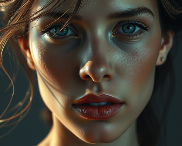 Portrait of a Young Woman with Radiant Skin and Blue Eyes