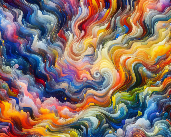 Vibrant Abstract Composition with Dynamic Color Waves