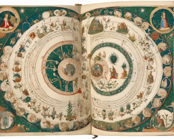 Ancient Manuscript with Intricate Cosmographical Diagram