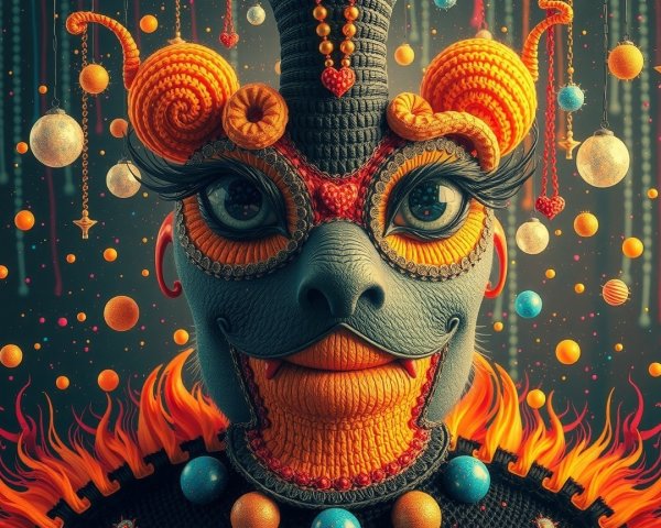 Stylized figure with vibrant colors and cosmic elements