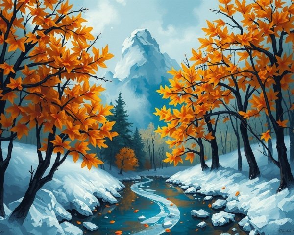 Serene Landscape with River and Autumn Trees