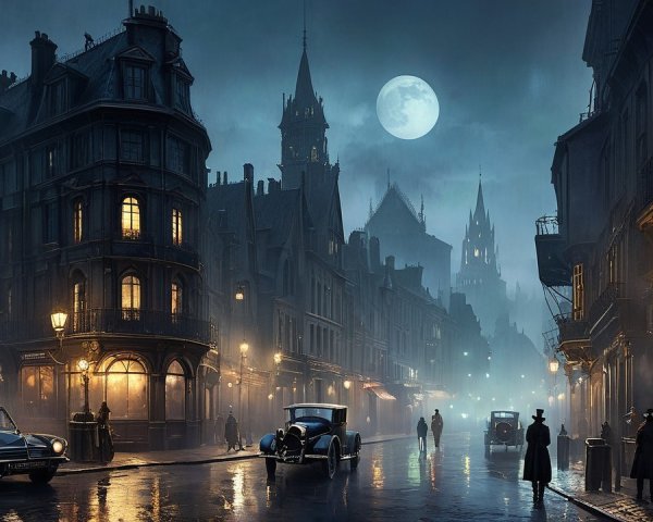 Early 20th Century Atmospheric Street Scene