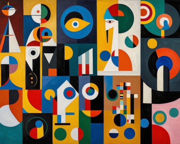 Vibrant Abstract Composition with Geometric Shapes