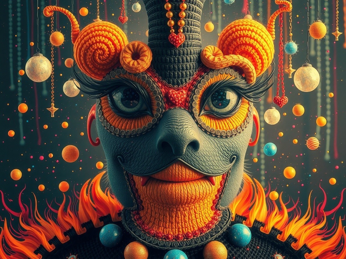 Stylized figure with vibrant colors and cosmic elements