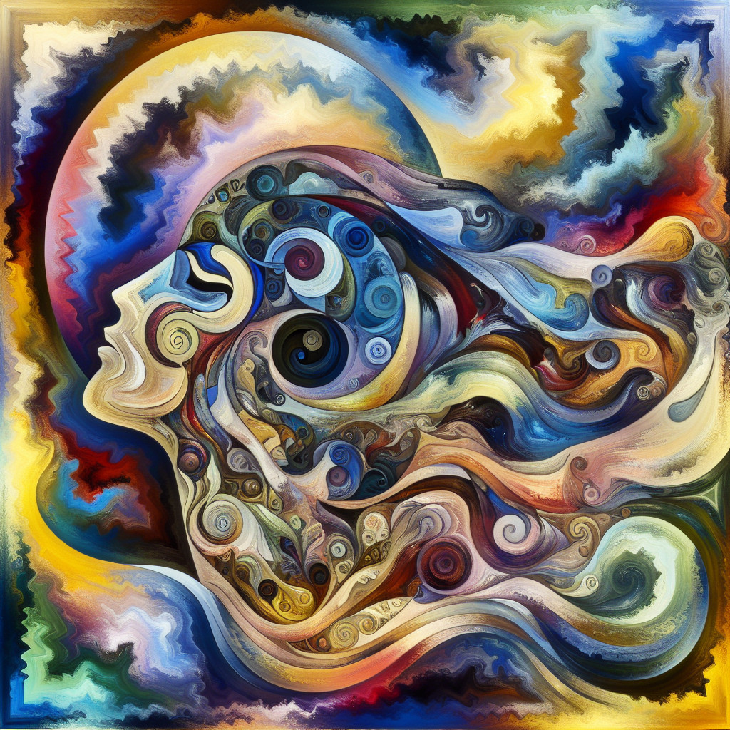 Abstract Profile with Flowing Hair and Vibrant Colors