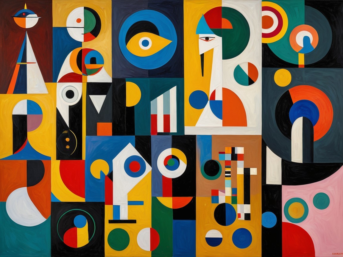 Vibrant Abstract Composition with Geometric Shapes