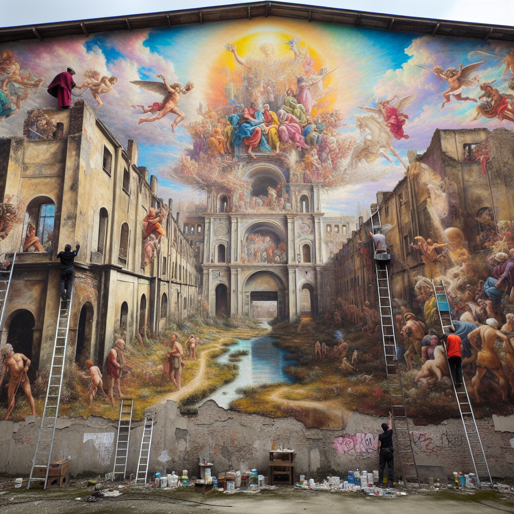 Mural Creation on Battered Building Facade