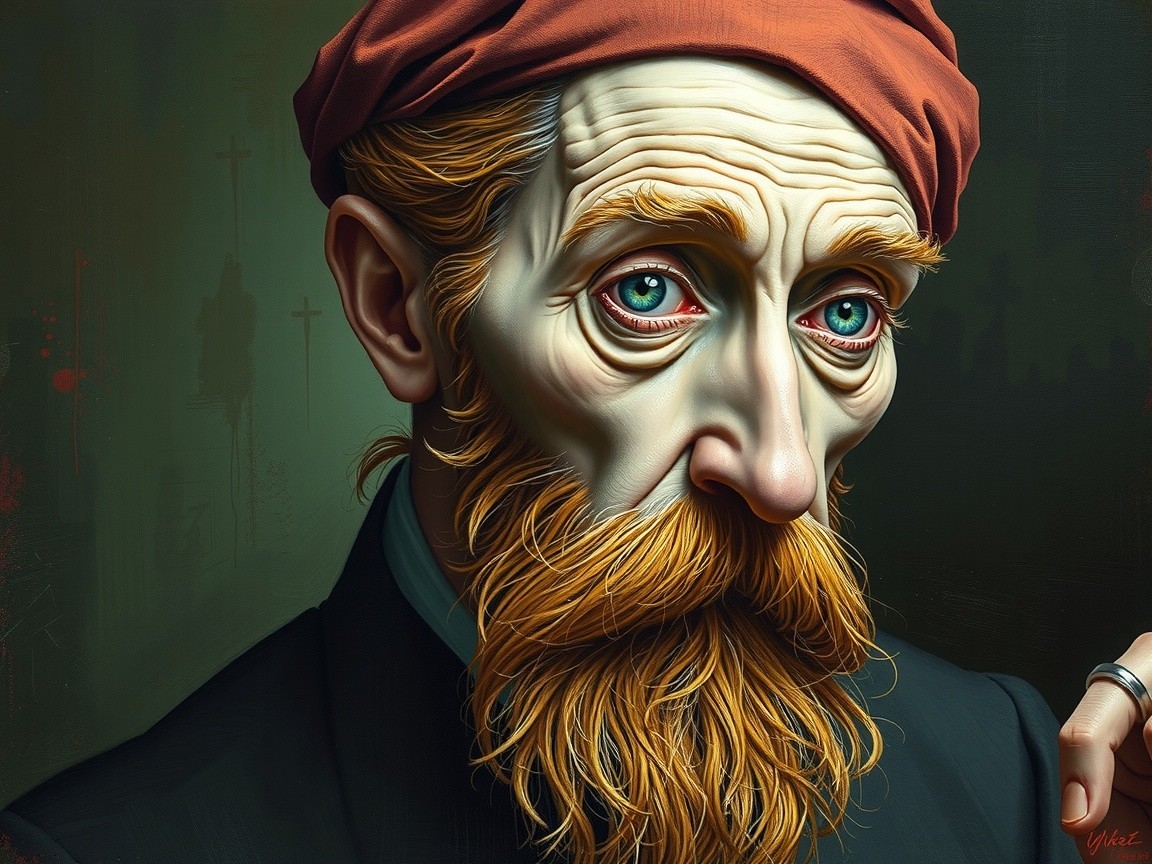 Portrait of a Man with Blue Eyes and Red Beard