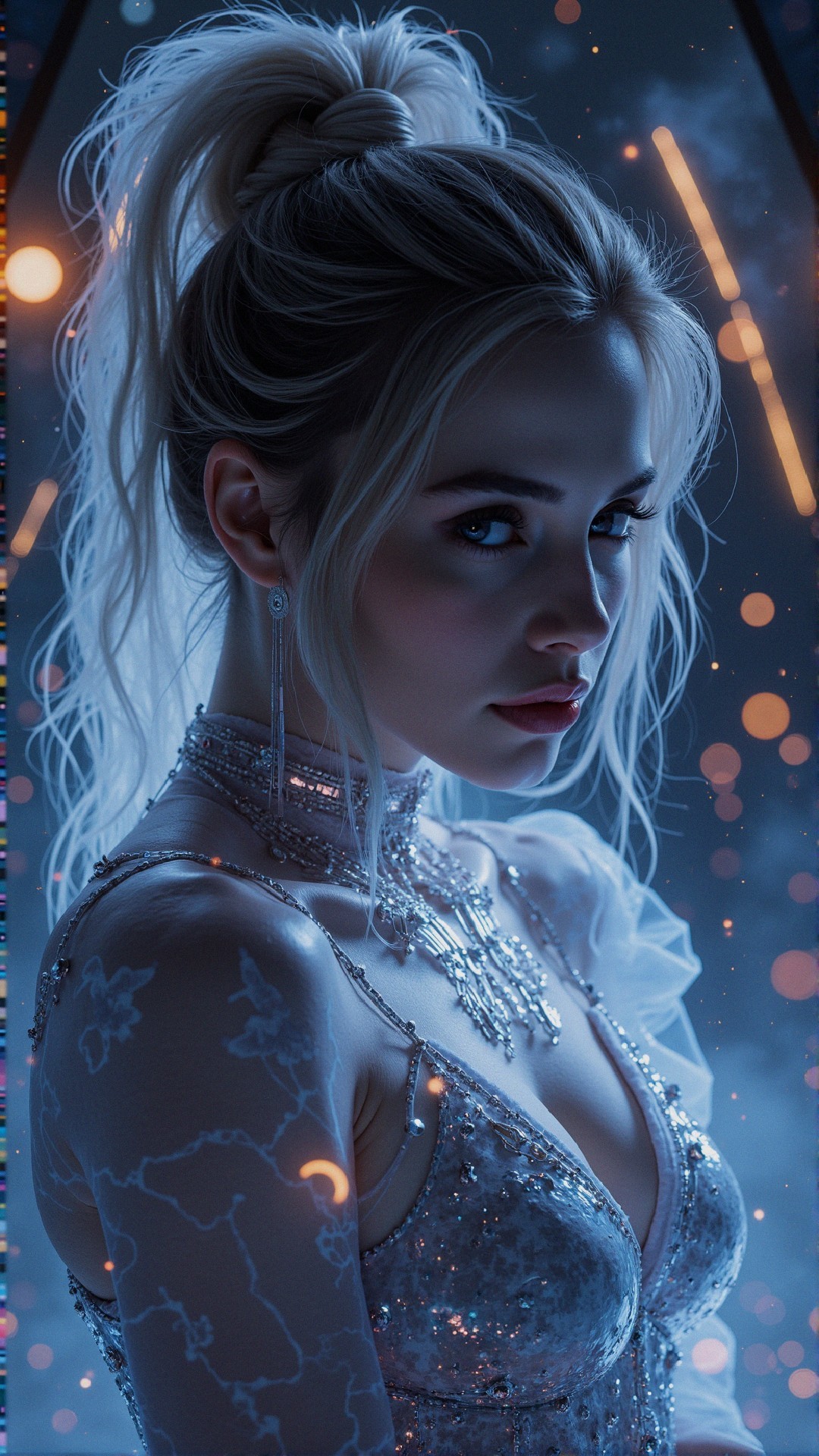 Glamorous Portrait of a Woman with Sparkling Outfit