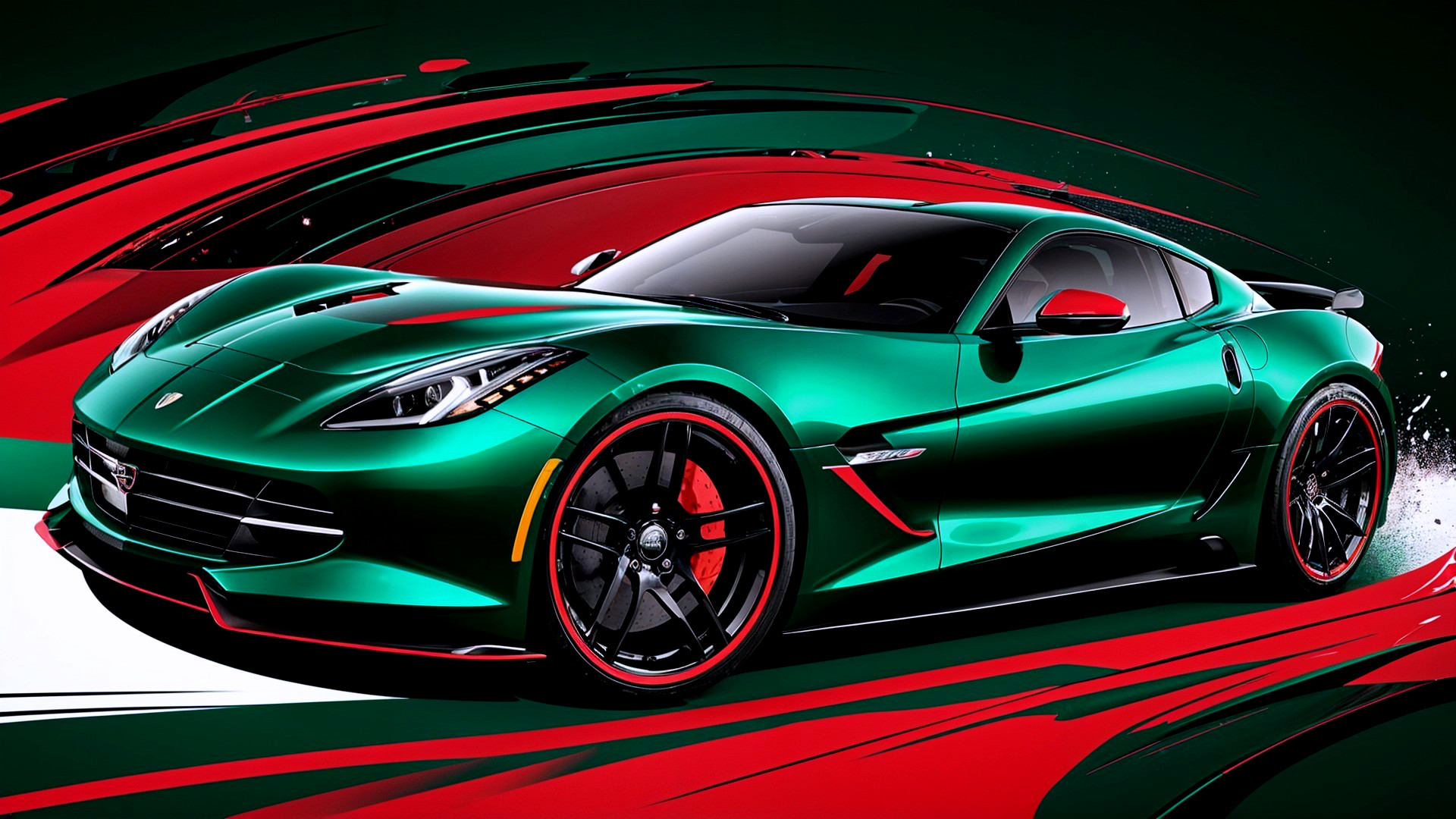 Green Sports Car with Aerodynamic Design and Accents