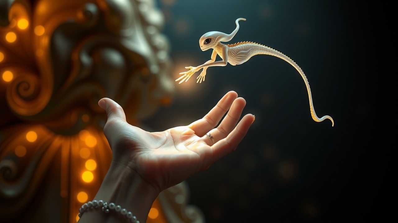 Ethereal Creature Encounter in Dark Atmosphere