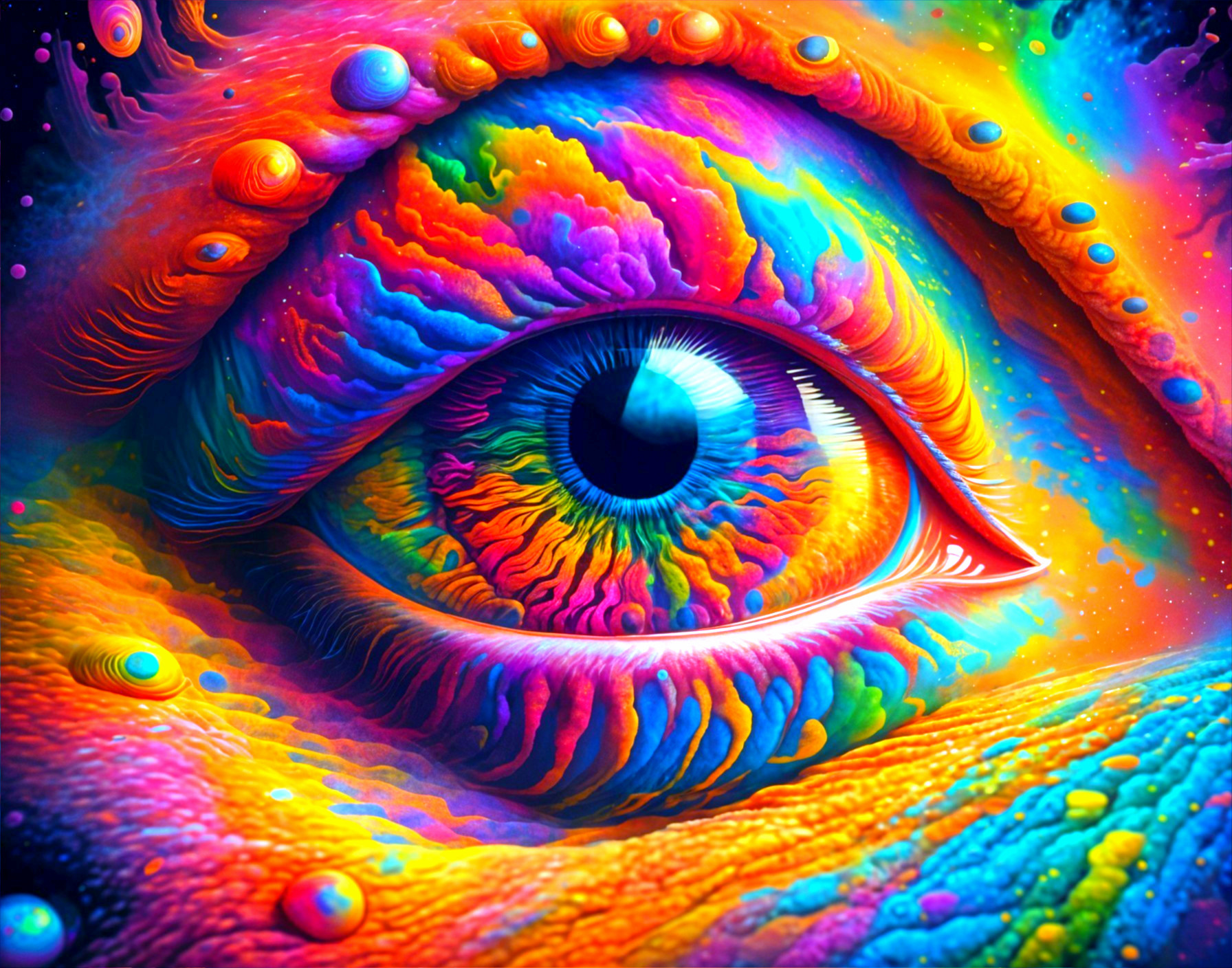 Colorful Eye with Abstract Cosmic Patterns and Designs