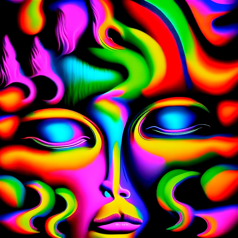 Abstract Portrait with Swirling Vibrant Colors