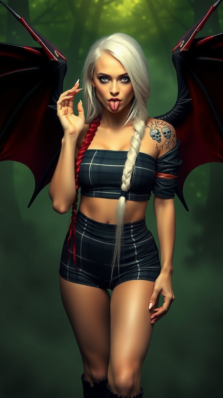 Edgy Fashion Figure in Forest with Fantasy Elements