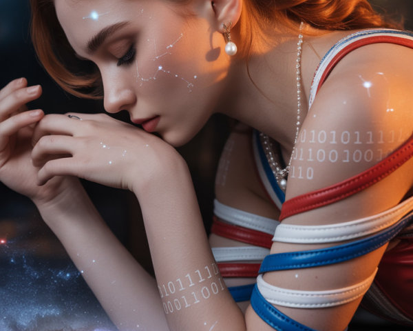 Young woman with ginger hair in a pensive pose