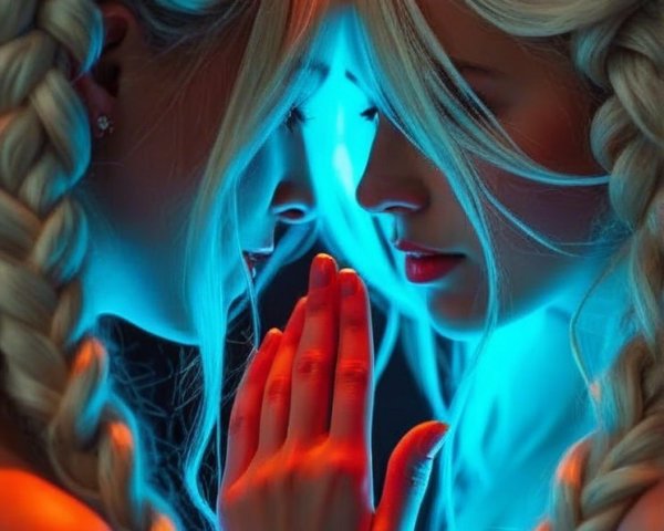 Women with Braided Hair in Ethereal Lighting