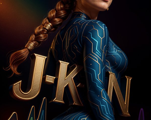 Woman in Blue Bodysuit with Circuit Design and Lights