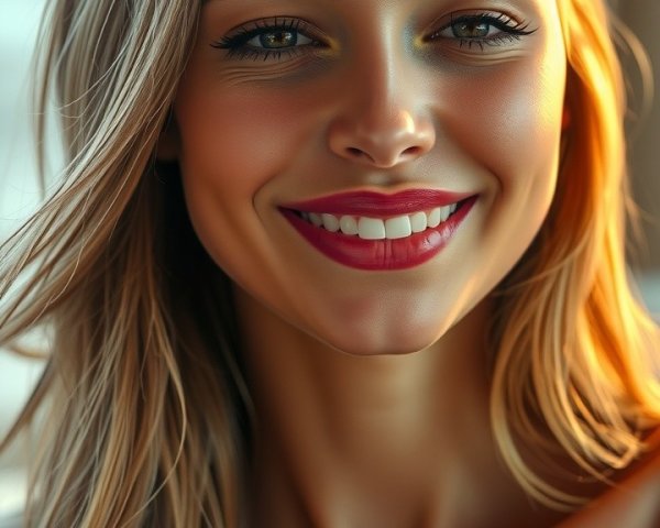Portrait of a young woman with blonde hair in sunlight