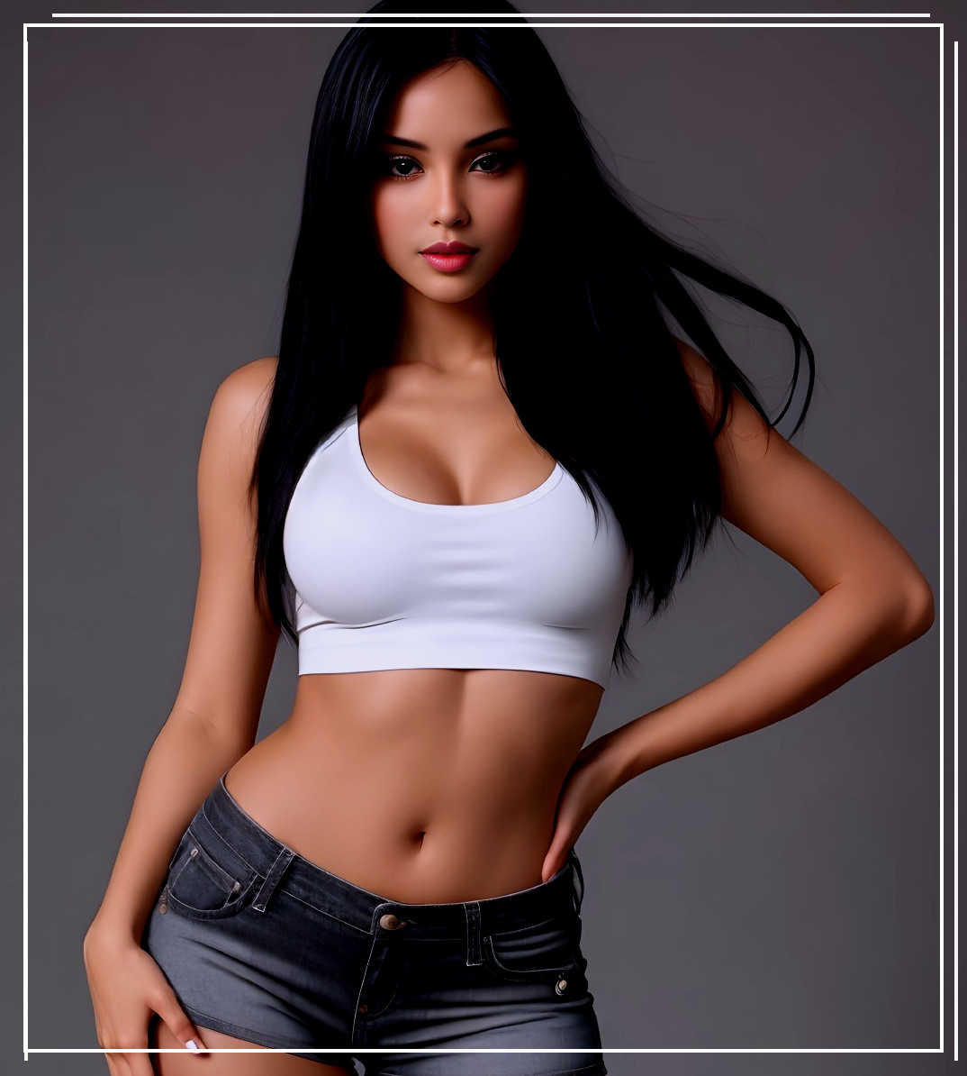 Confident Young Woman in Casual Elegance Outfit