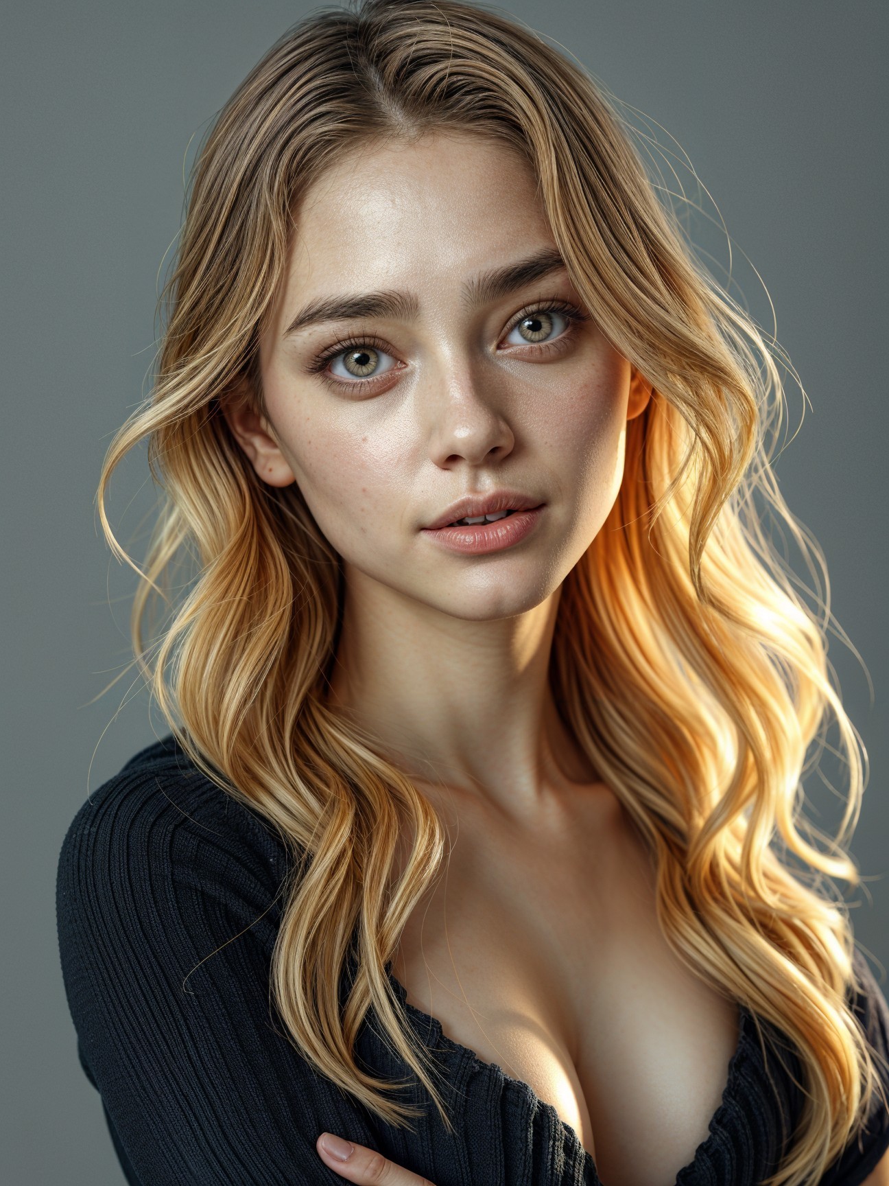 Portrait of a Young Woman with Blonde Hair and Confidence