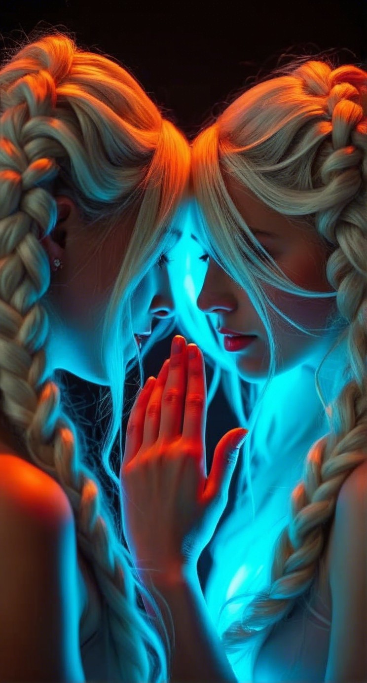 Women with Braided Hair in Ethereal Lighting