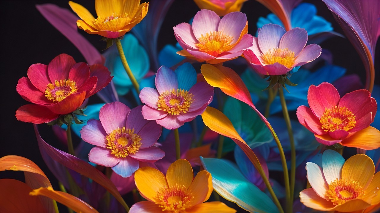 Vibrant Flower Arrangement with Mixed Colors and Petals