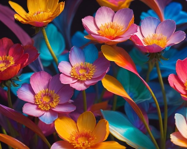 Vibrant Flower Arrangement with Mixed Colors and Petals