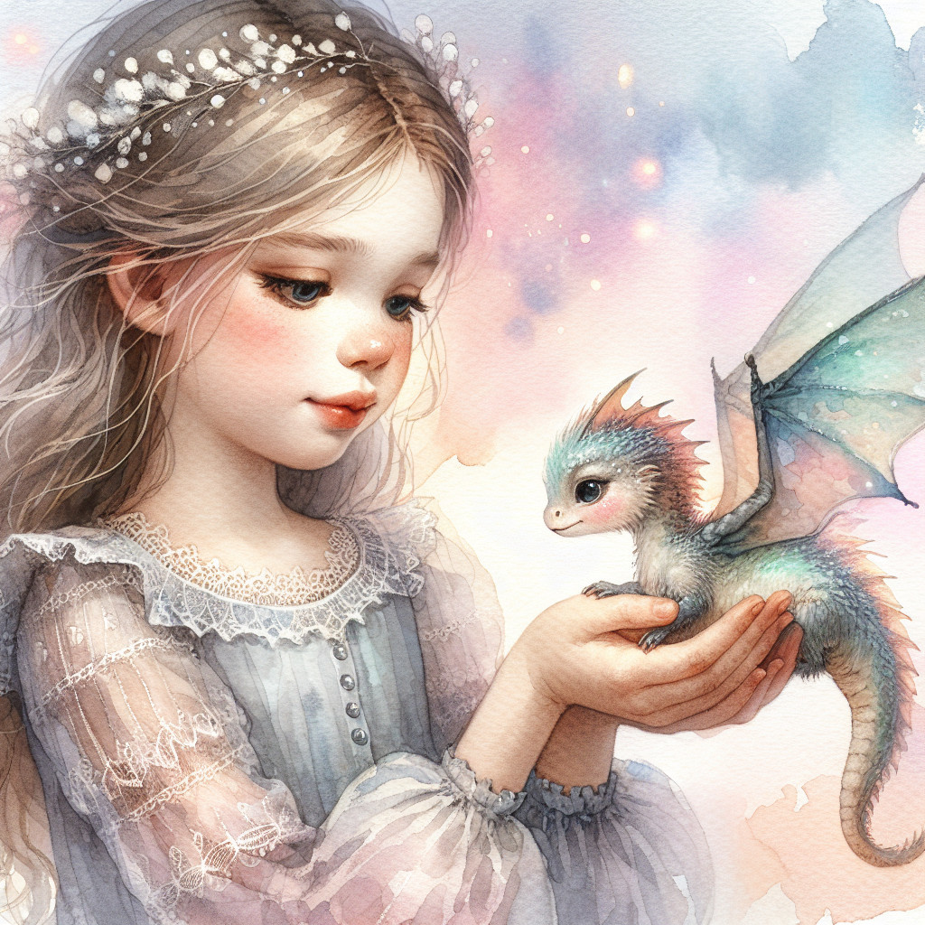 Young girl with floral crown and colorful dragon