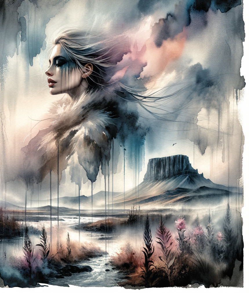 Mystical Landscape with Ethereal Colors and Textures